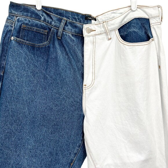 Rue 21 Women's Jeans High Rise Cotton Ankle Leg Blue White Denim Plus Size 18 - Picture 3 of 11